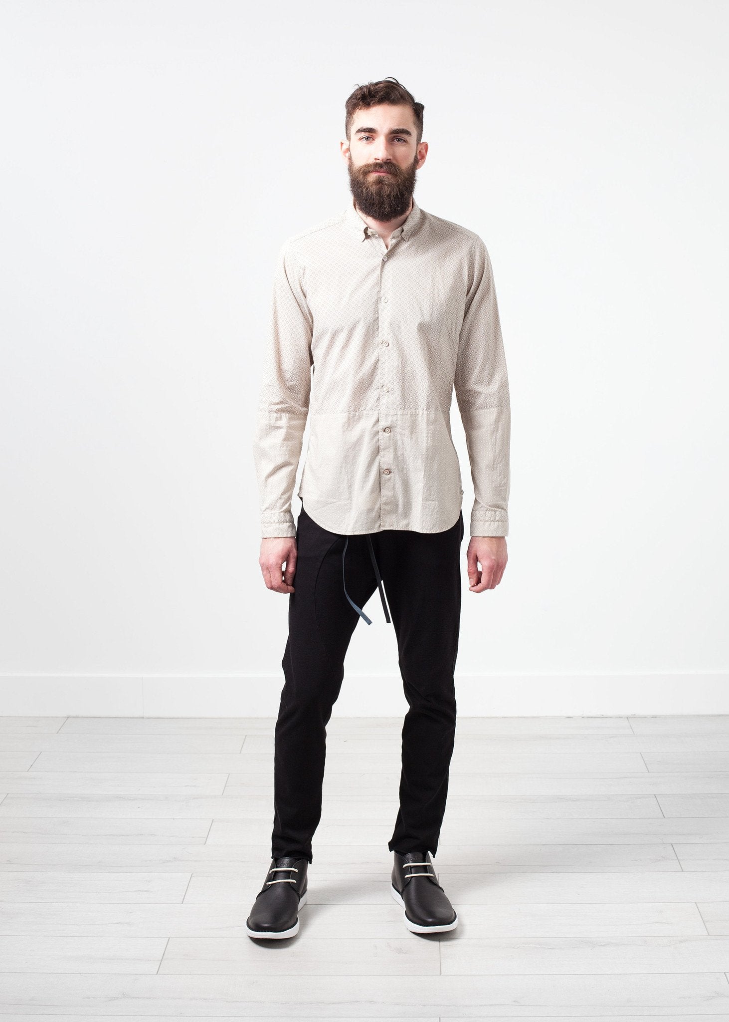 Patterned Button Up in Beige - annaclothes