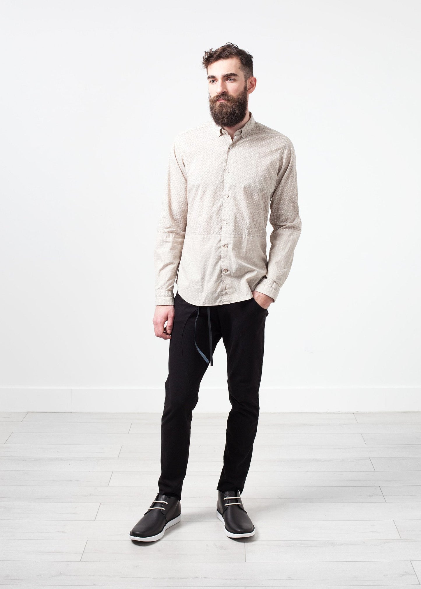 Patterned Button Up in Beige - annaclothes