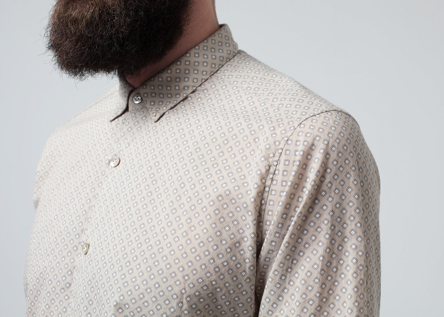Patterned Button Up in Beige - annaclothes