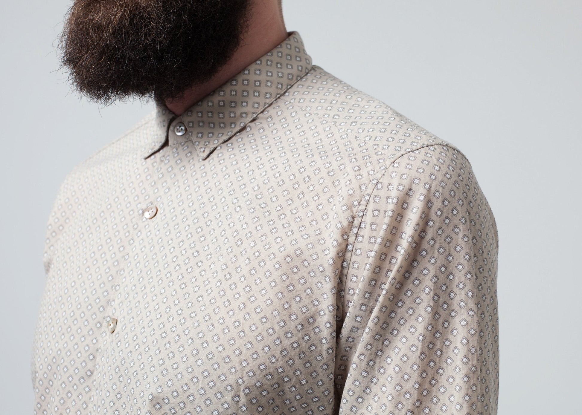 Patterned Button Up in Beige - annaclothes
