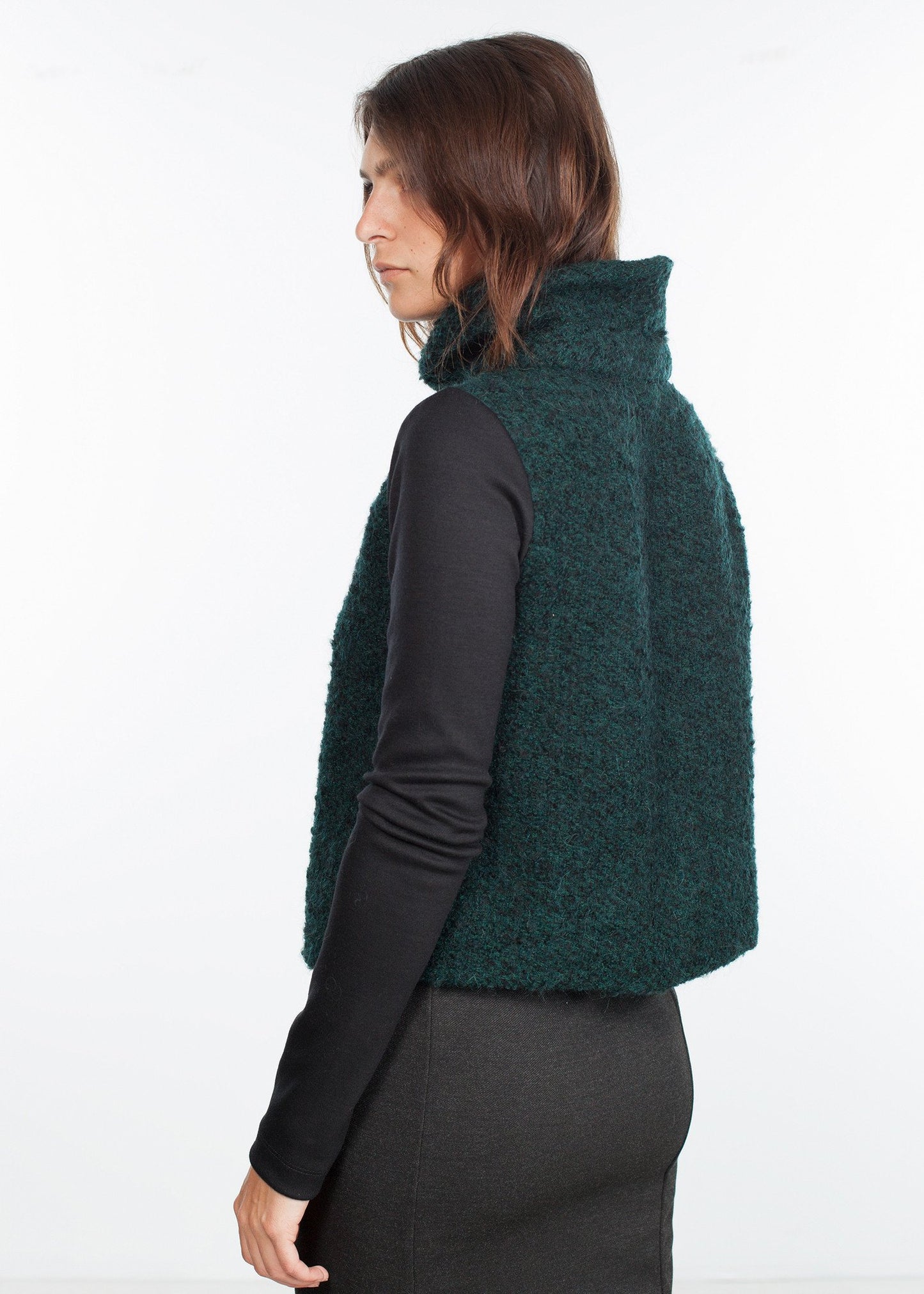 Boucle Turtle Neck in Green/Black - annaclothes