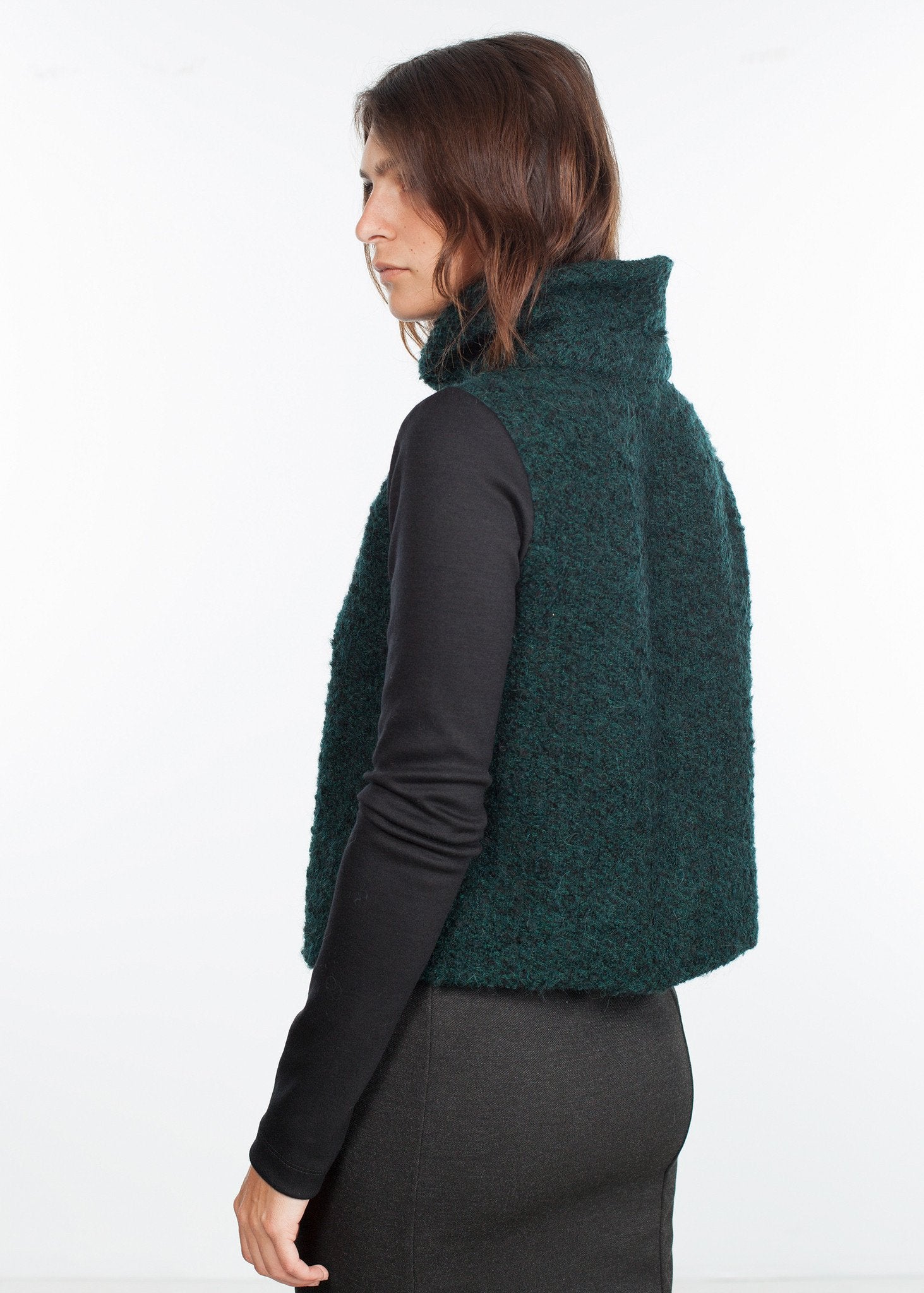 Boucle Turtle Neck in Green/Black - annaclothes