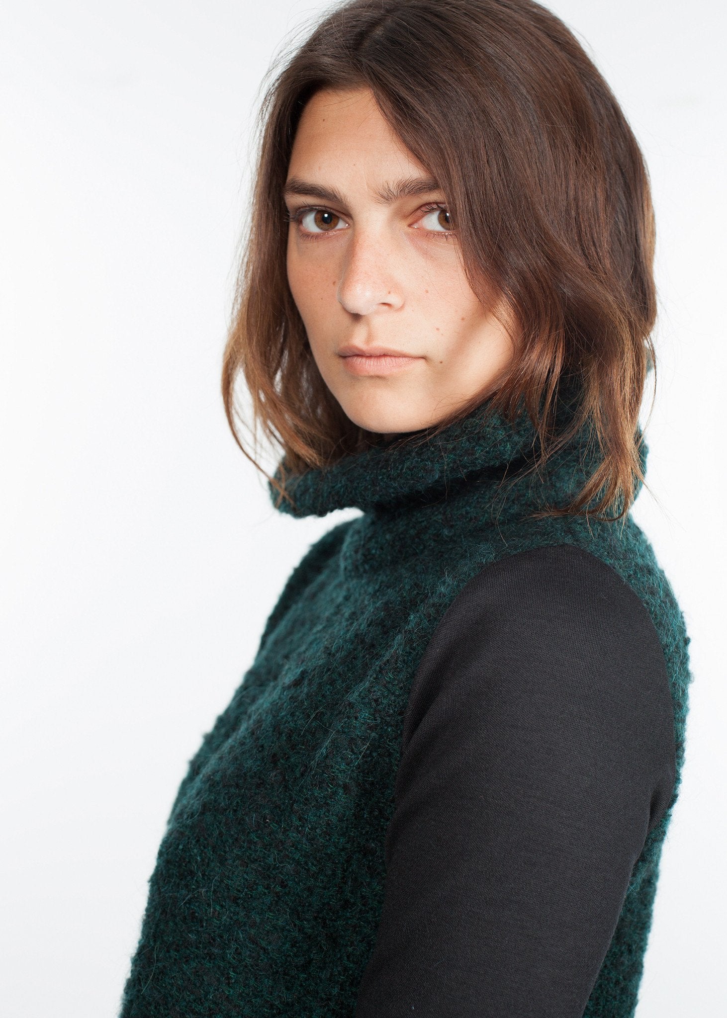 Boucle Turtle Neck in Green/Black - annaclothes