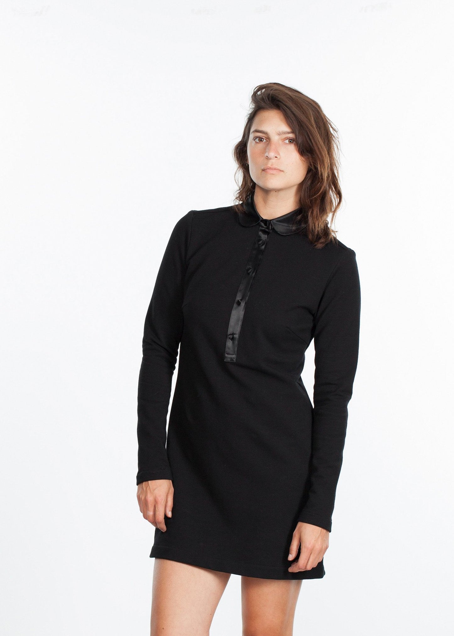 Fleece Jersey Dress in Black - annaclothes