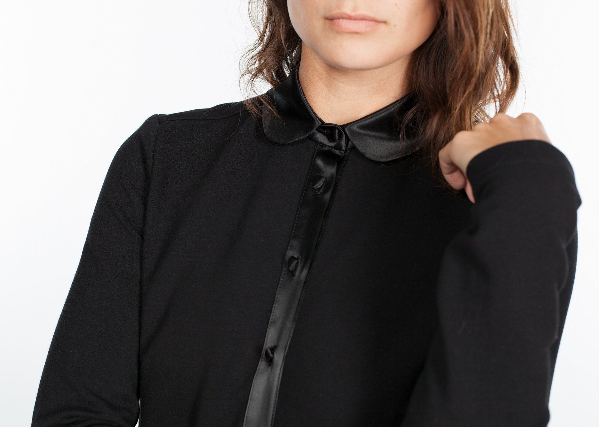 Fleece Jersey Dress in Black - annaclothes