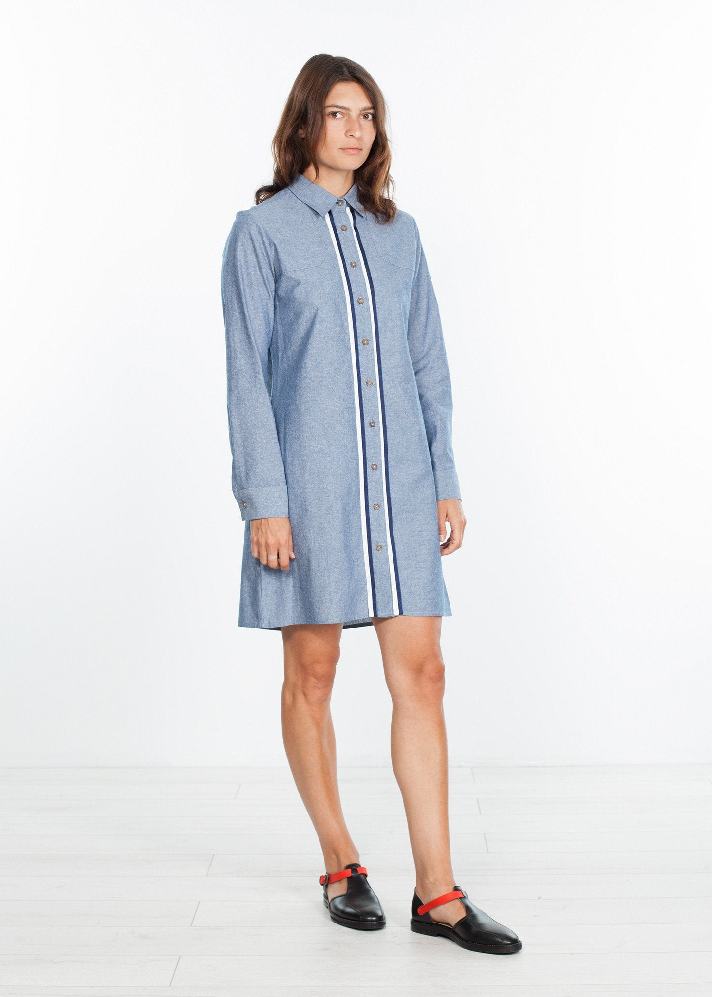 Chambray Shirtdress in Blue - annaclothes