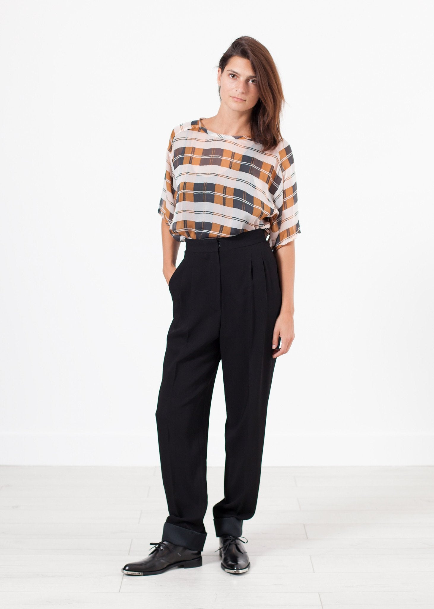 Contrast Cuff Pant in Black - annaclothes