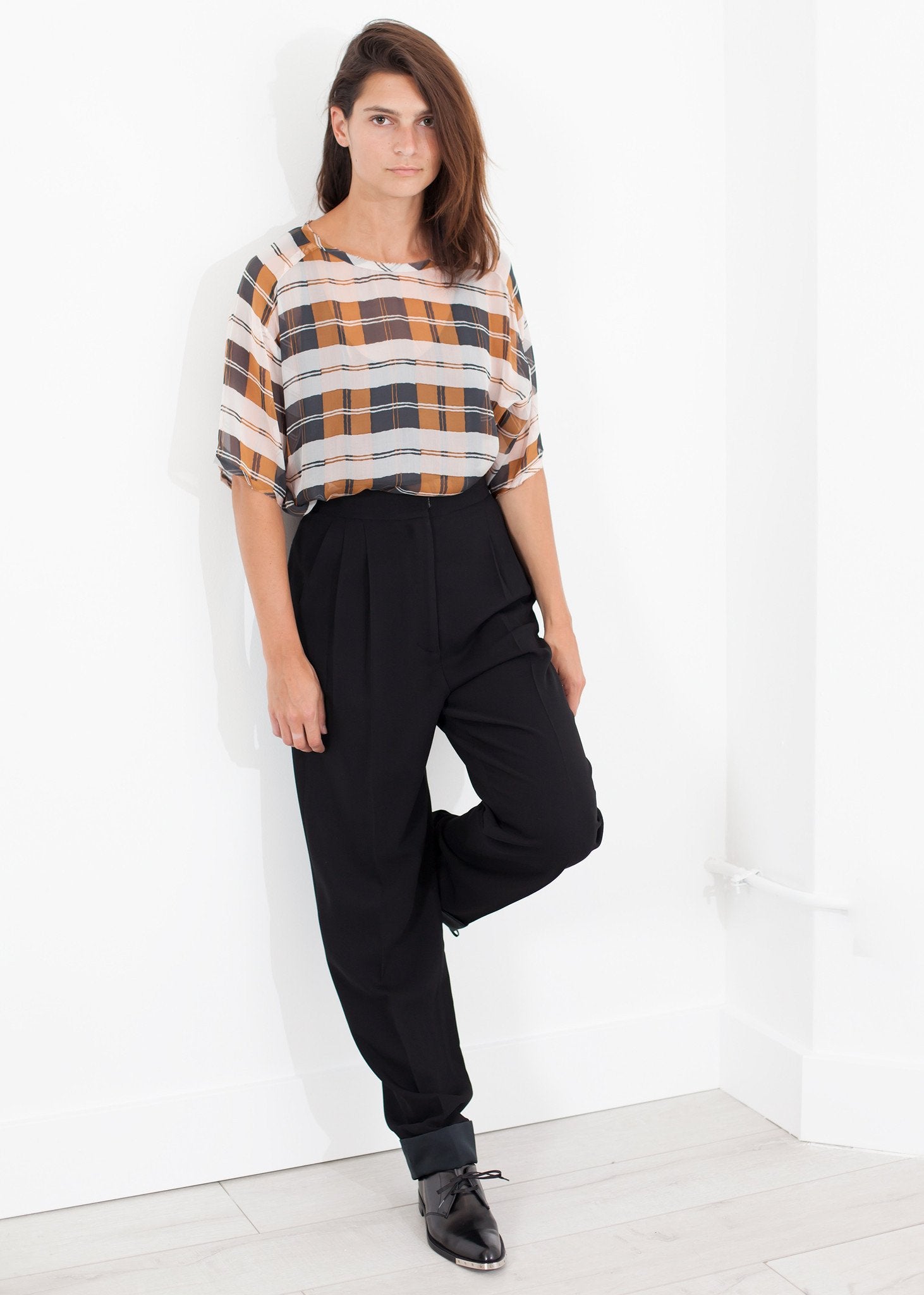 Contrast Cuff Pant in Black - annaclothes