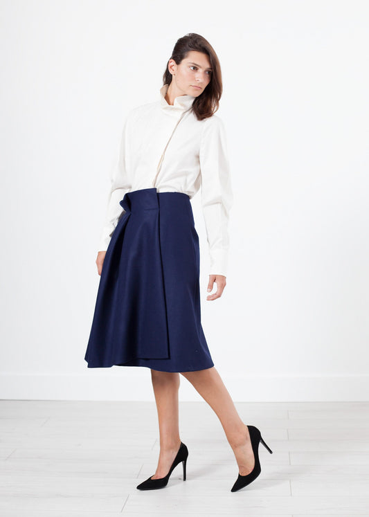 Full Collar Poplin Blouse in Off White - annaclothes