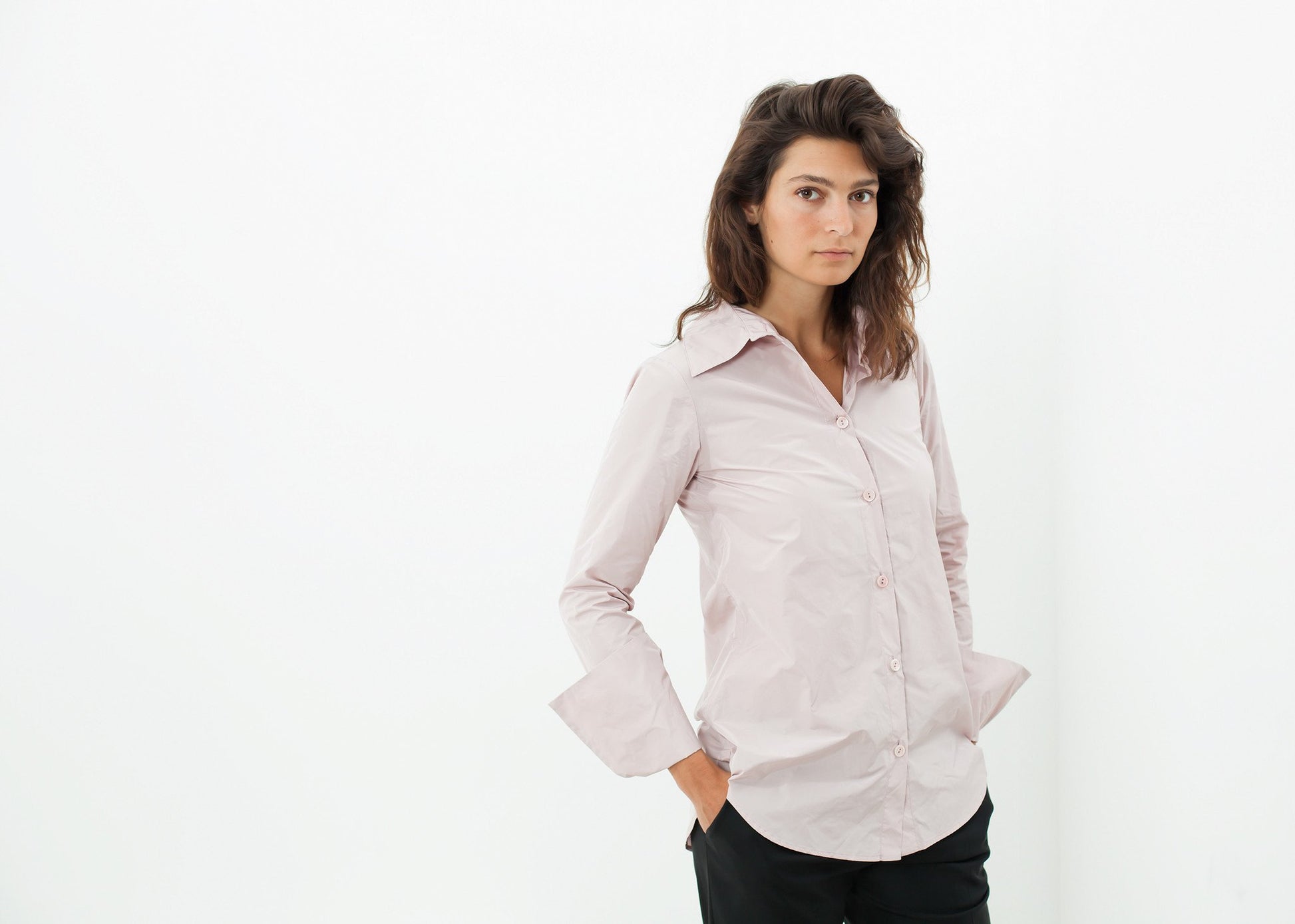 Pointed Collar Blouse in Rose - annaclothes