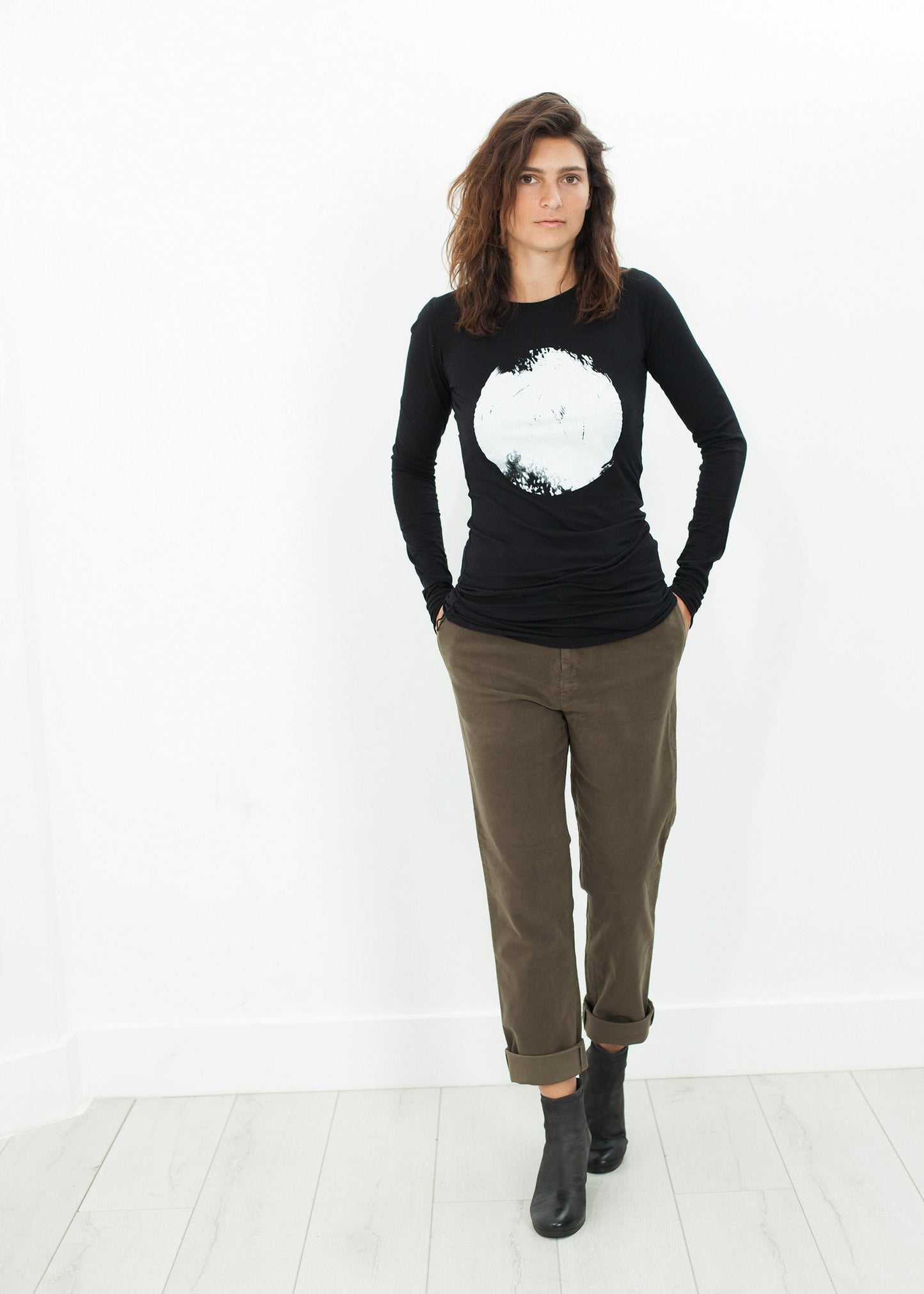 Sueded Cotton Pant in Khaki - annaclothes