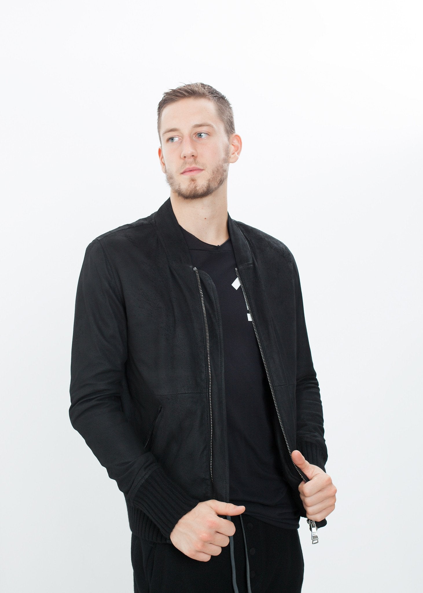 Broken Leather Bomber in Black - annaclothes