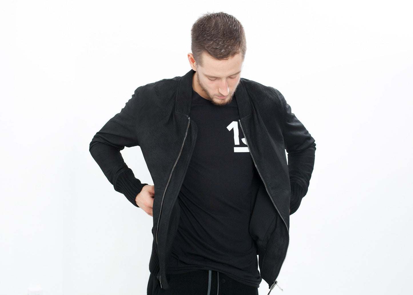 Broken Leather Bomber in Black - annaclothes