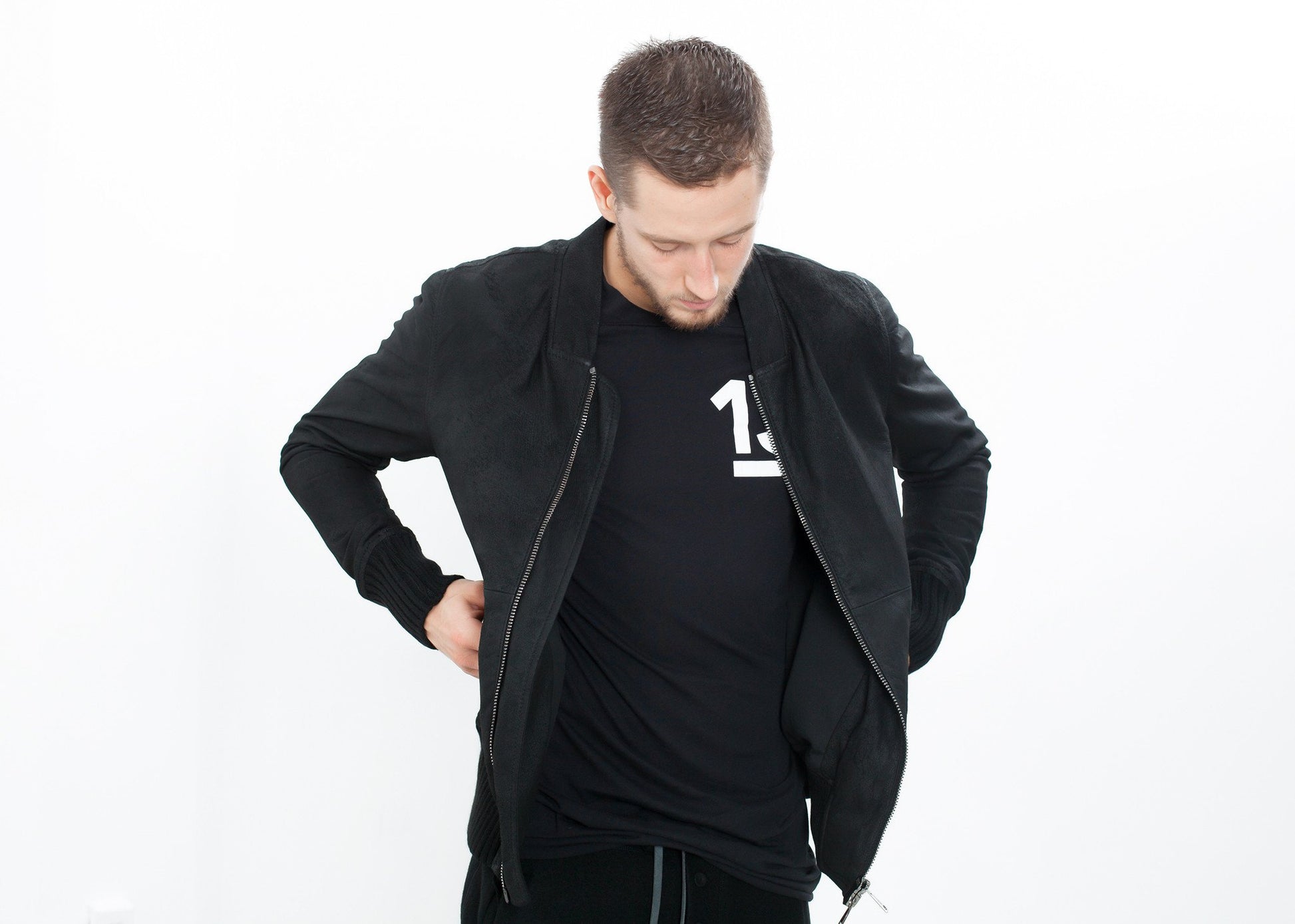 Broken Leather Bomber in Black - annaclothes