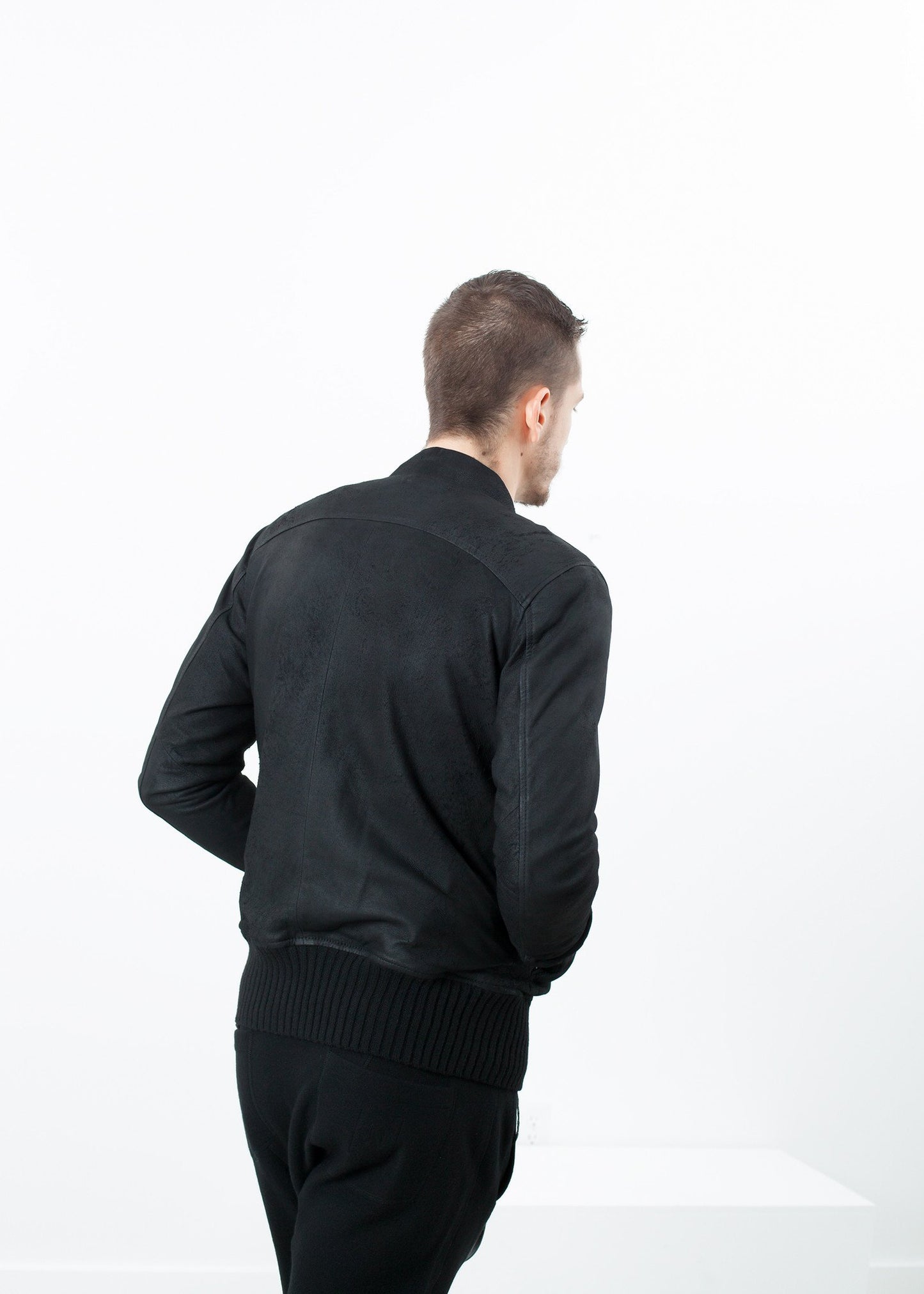Broken Leather Bomber in Black - annaclothes