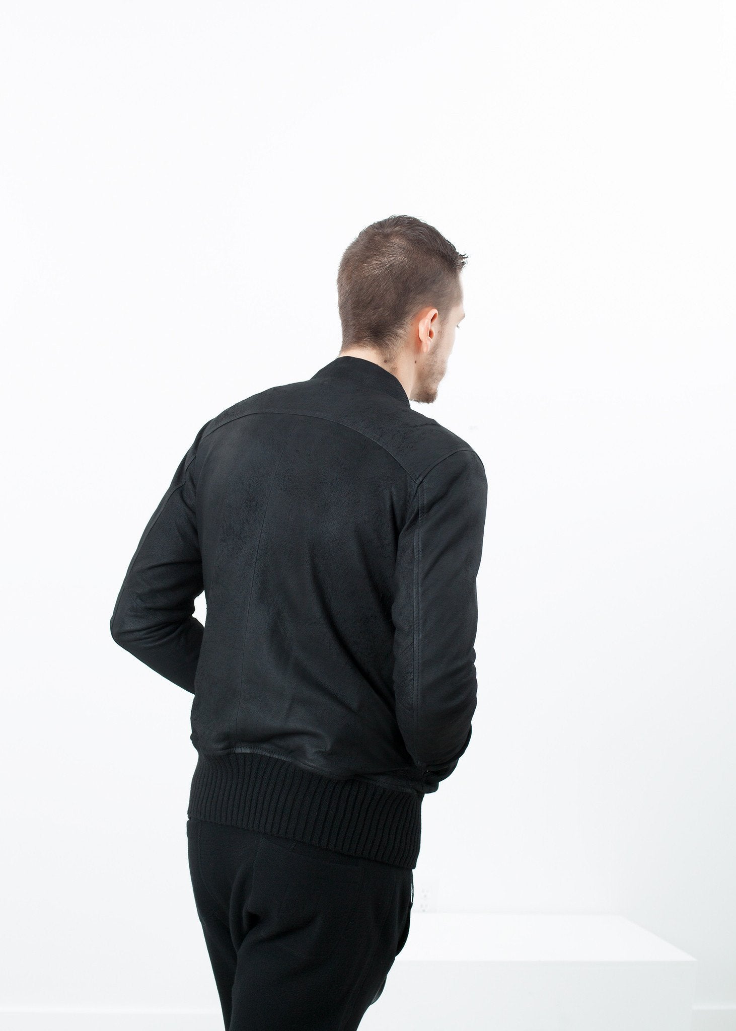 Broken Leather Bomber in Black - annaclothes