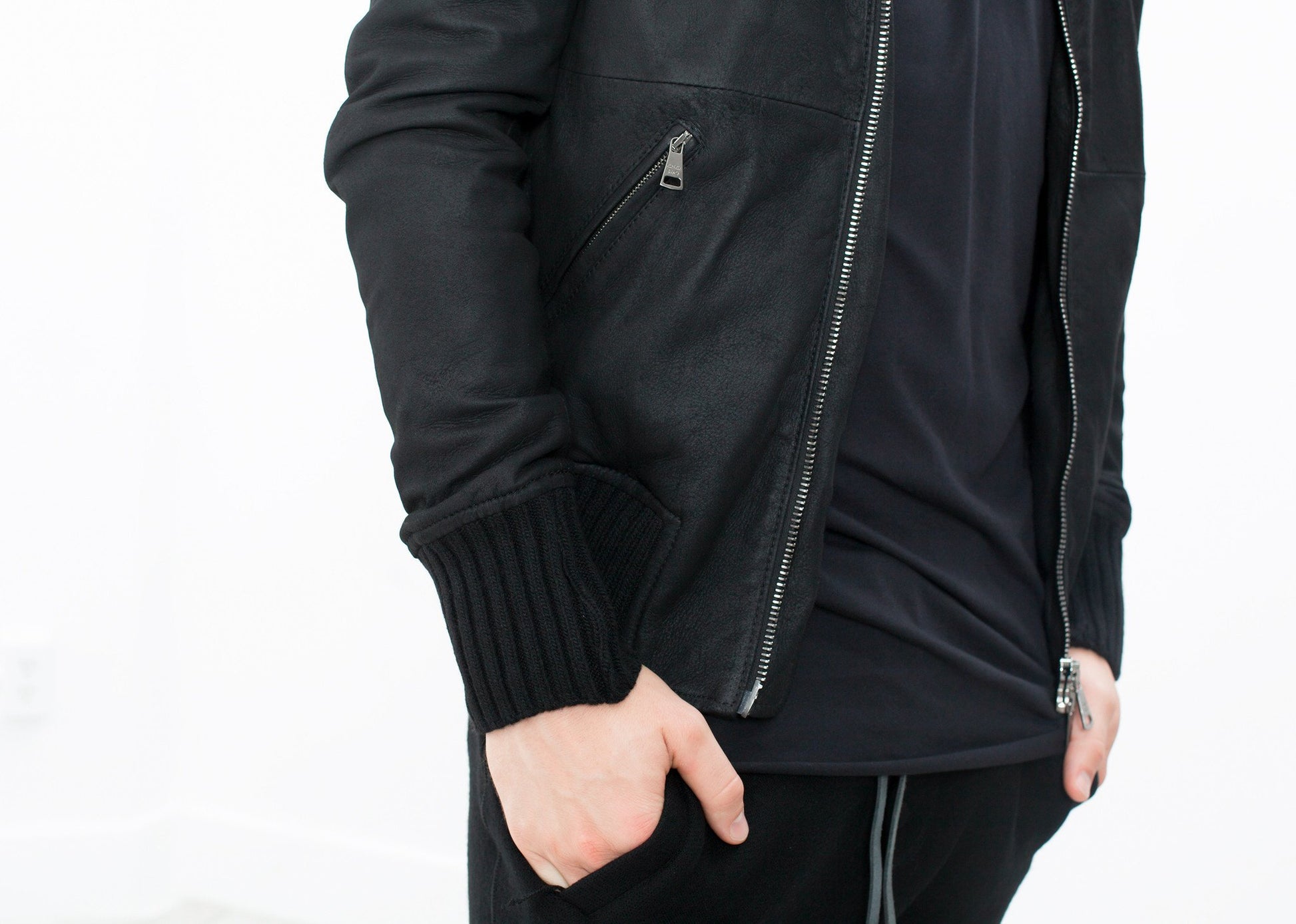 Broken Leather Bomber in Black - annaclothes