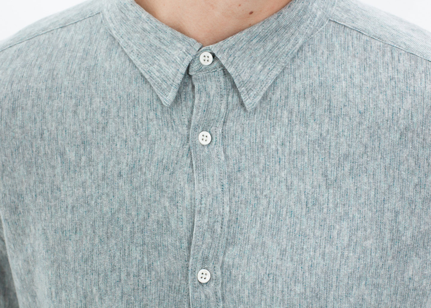 Kasuri Jersey Button-Up in Blue Grey - annaclothes