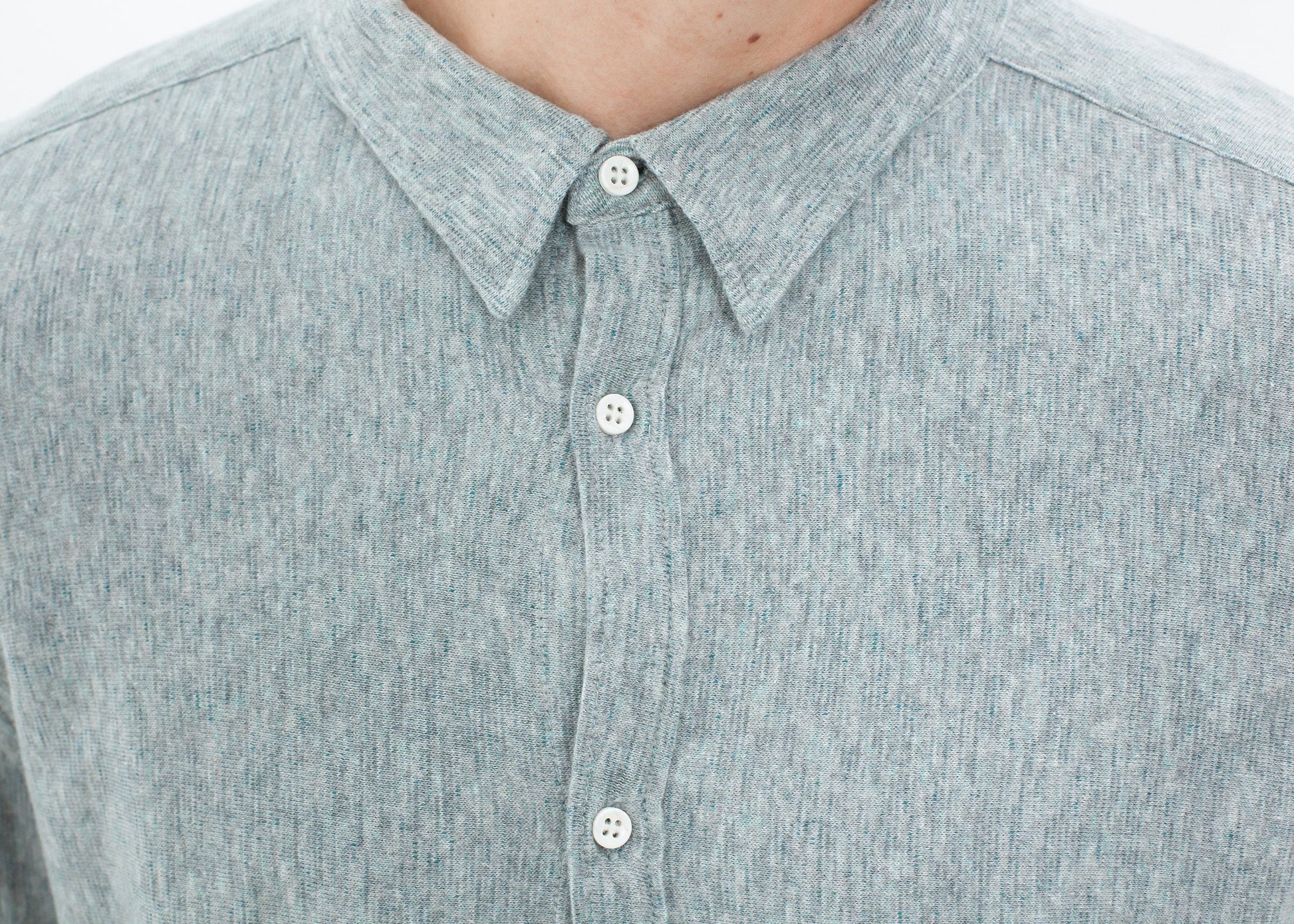 Kasuri Jersey Button-Up in Blue Grey - annaclothes