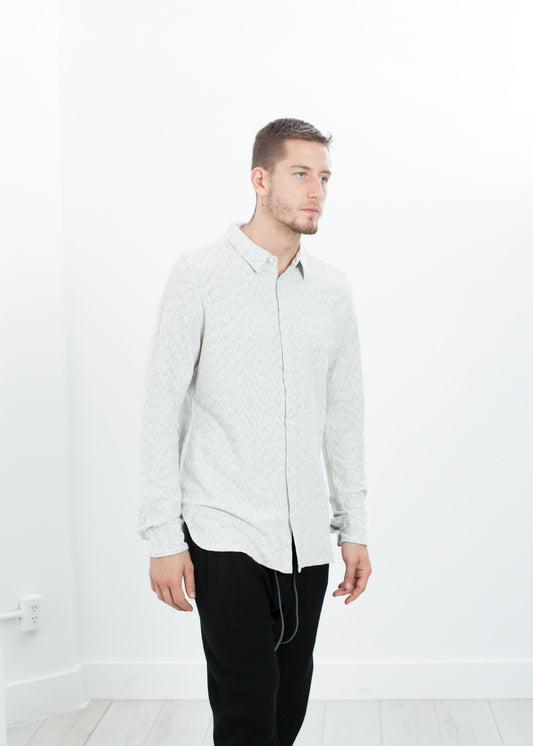 Kasuri Jersey Button-Up in Ivory/Black - annaclothes
