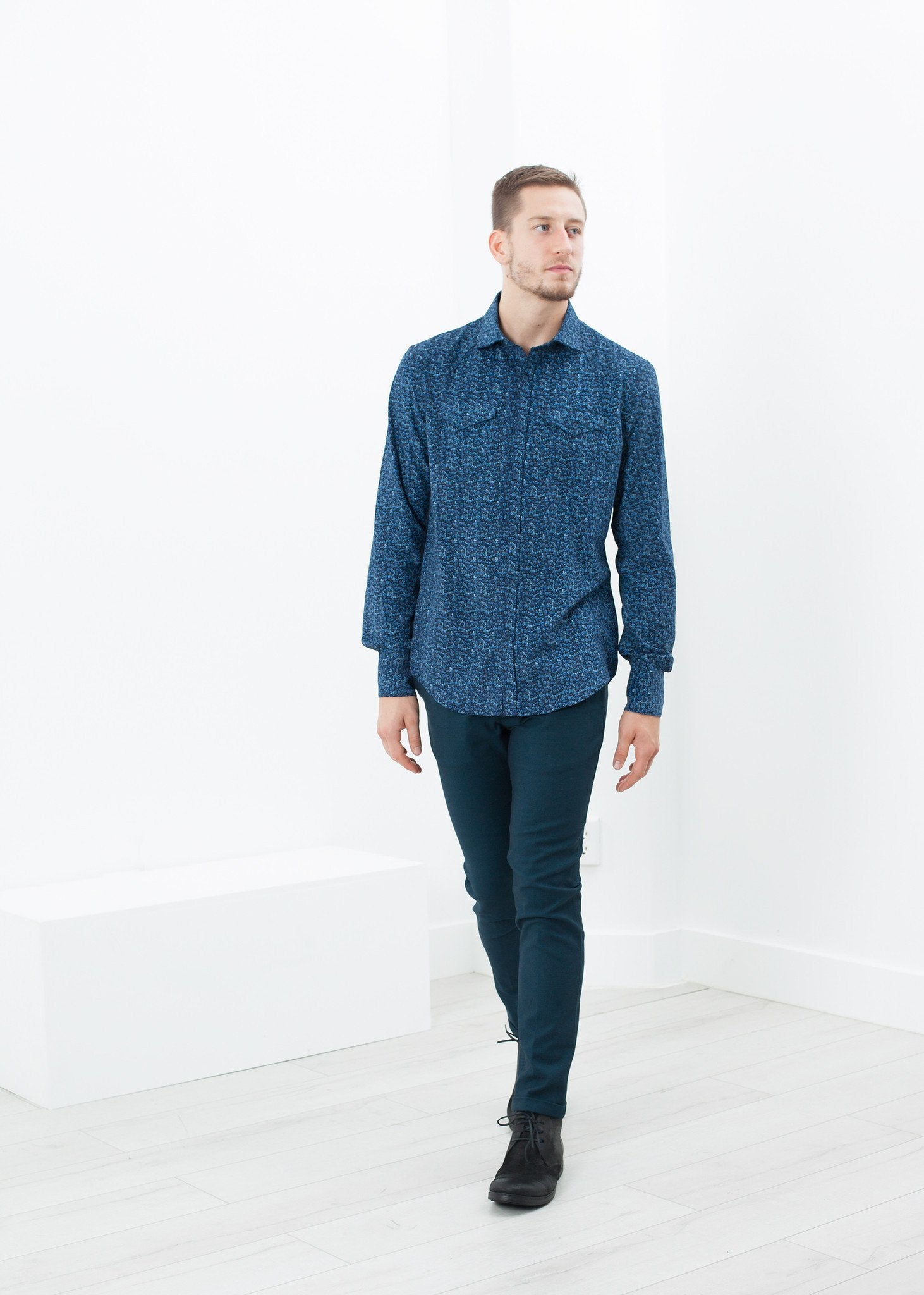 Western Arkansas Button-Up in Blue Floral - annaclothes