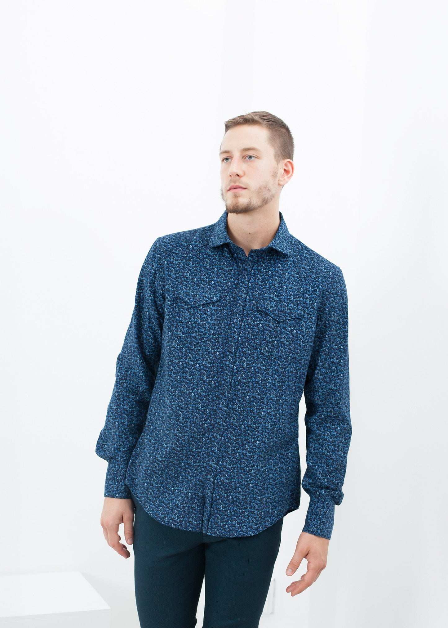 Western Arkansas Button-Up in Blue Floral - annaclothes