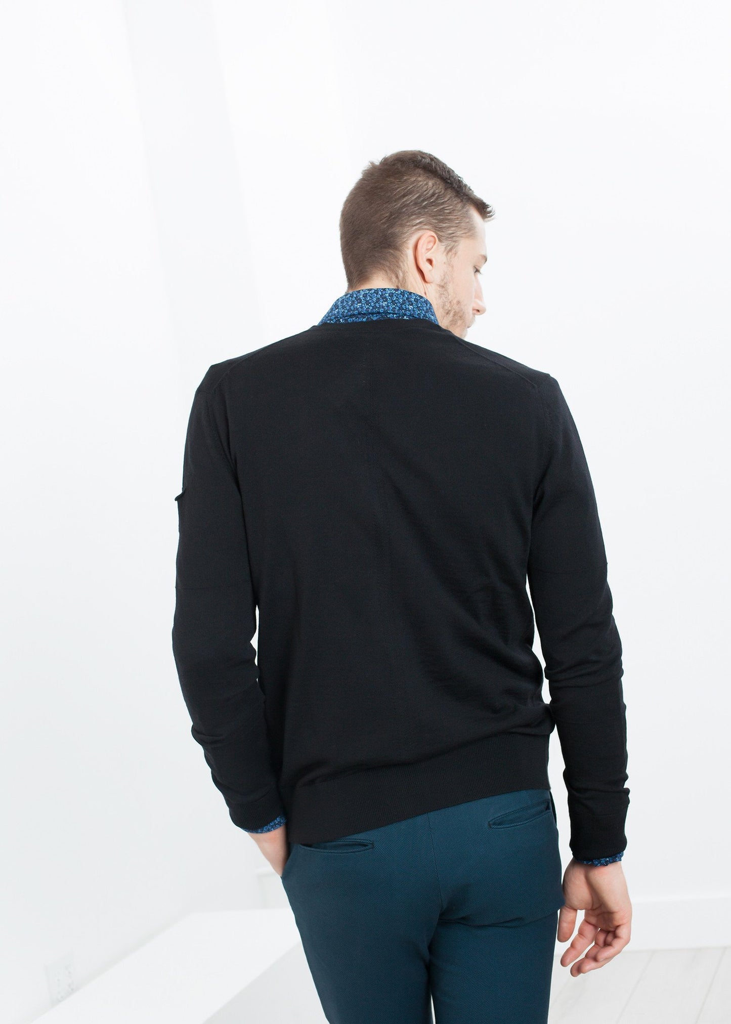 Hidden Placket Cardigan in Black - annaclothes
