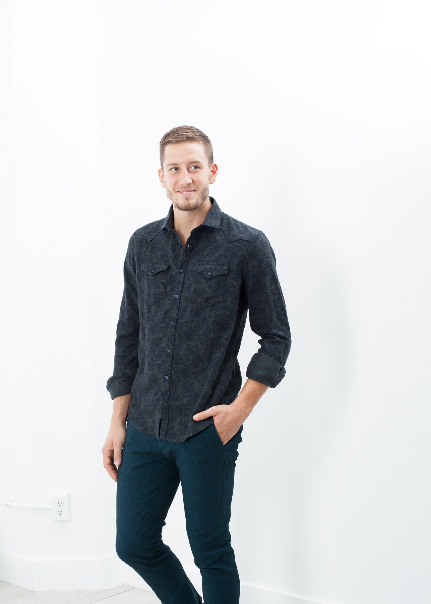 Western Arkansas Button-Up in Dark Hash Floral - annaclothes