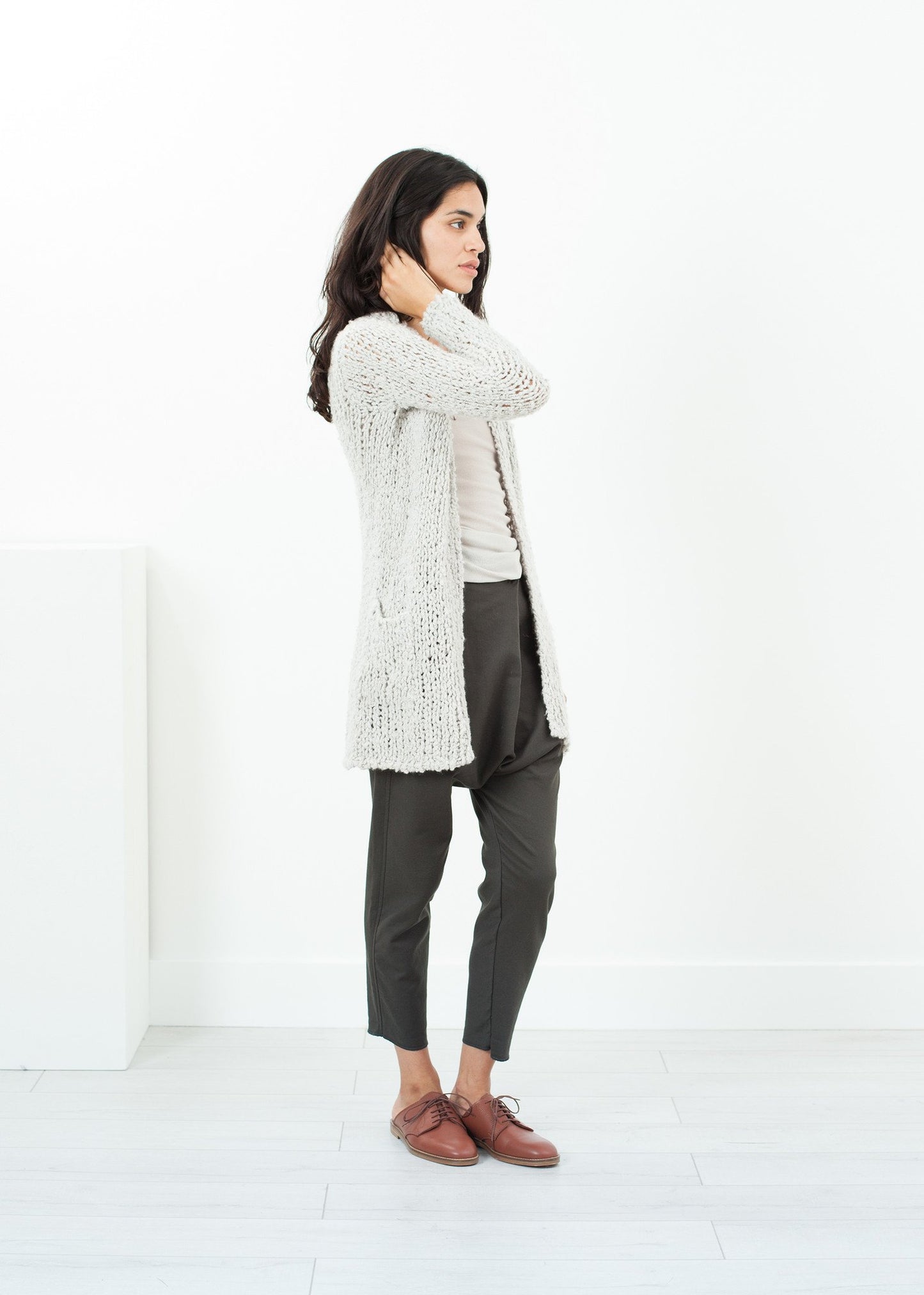 Bulk Stitch Cardigan in Cloud - annaclothes