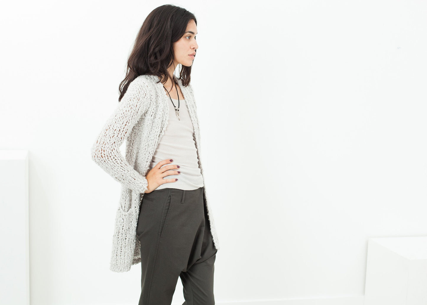 Bulk Stitch Cardigan in Cloud - annaclothes