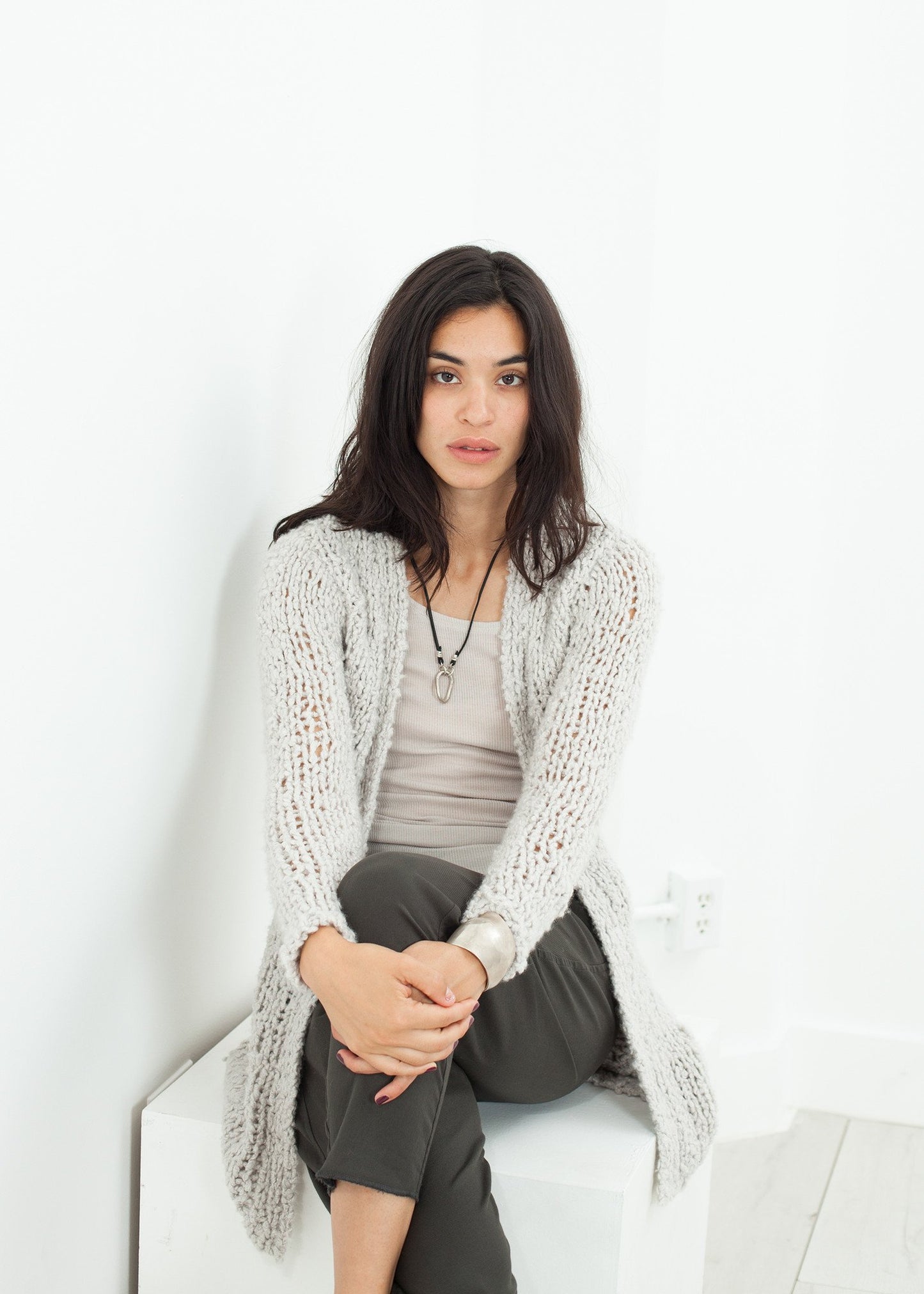 Bulk Stitch Cardigan in Cloud - annaclothes
