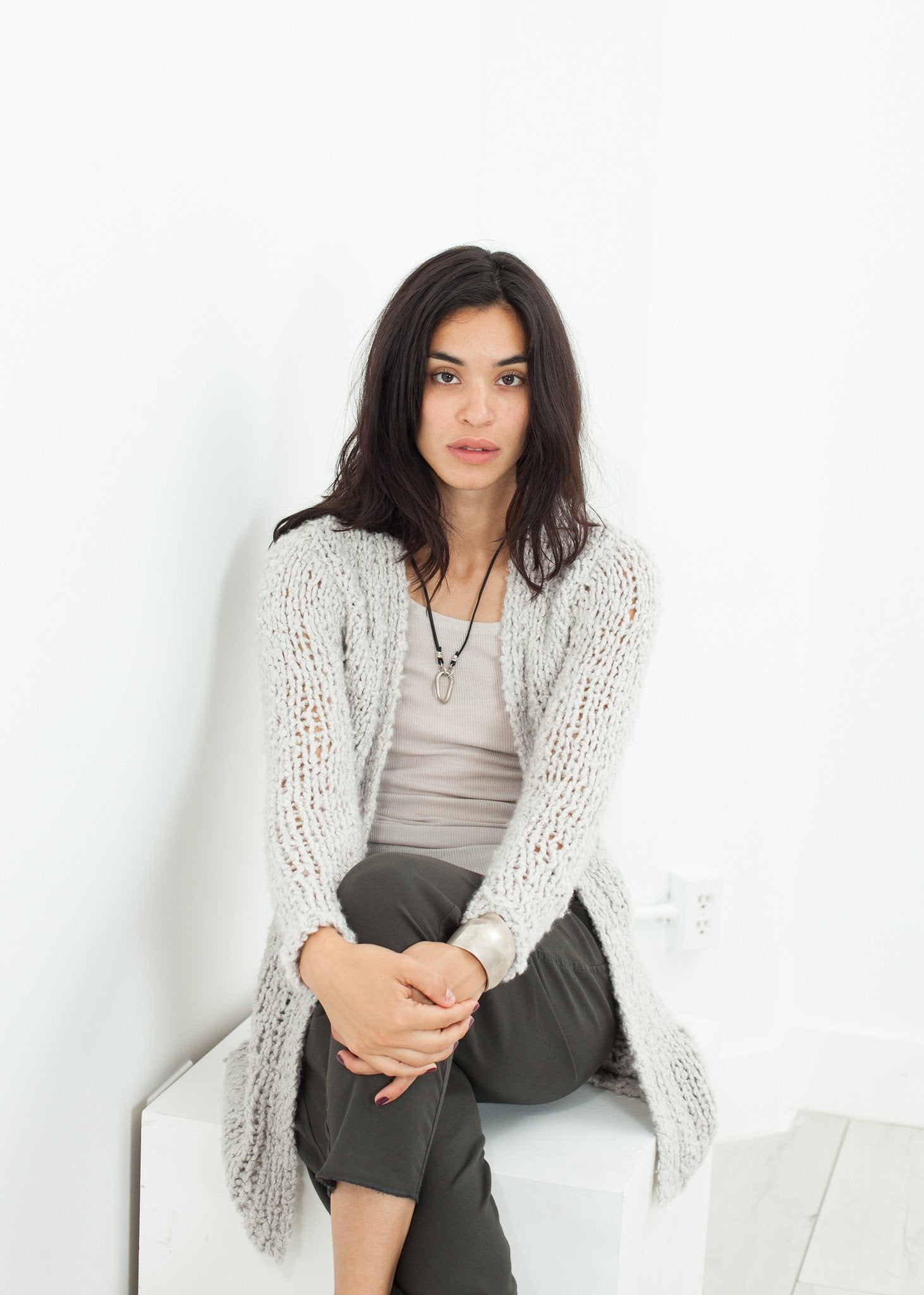 Bulk Stitch Cardigan in Cloud - annaclothes