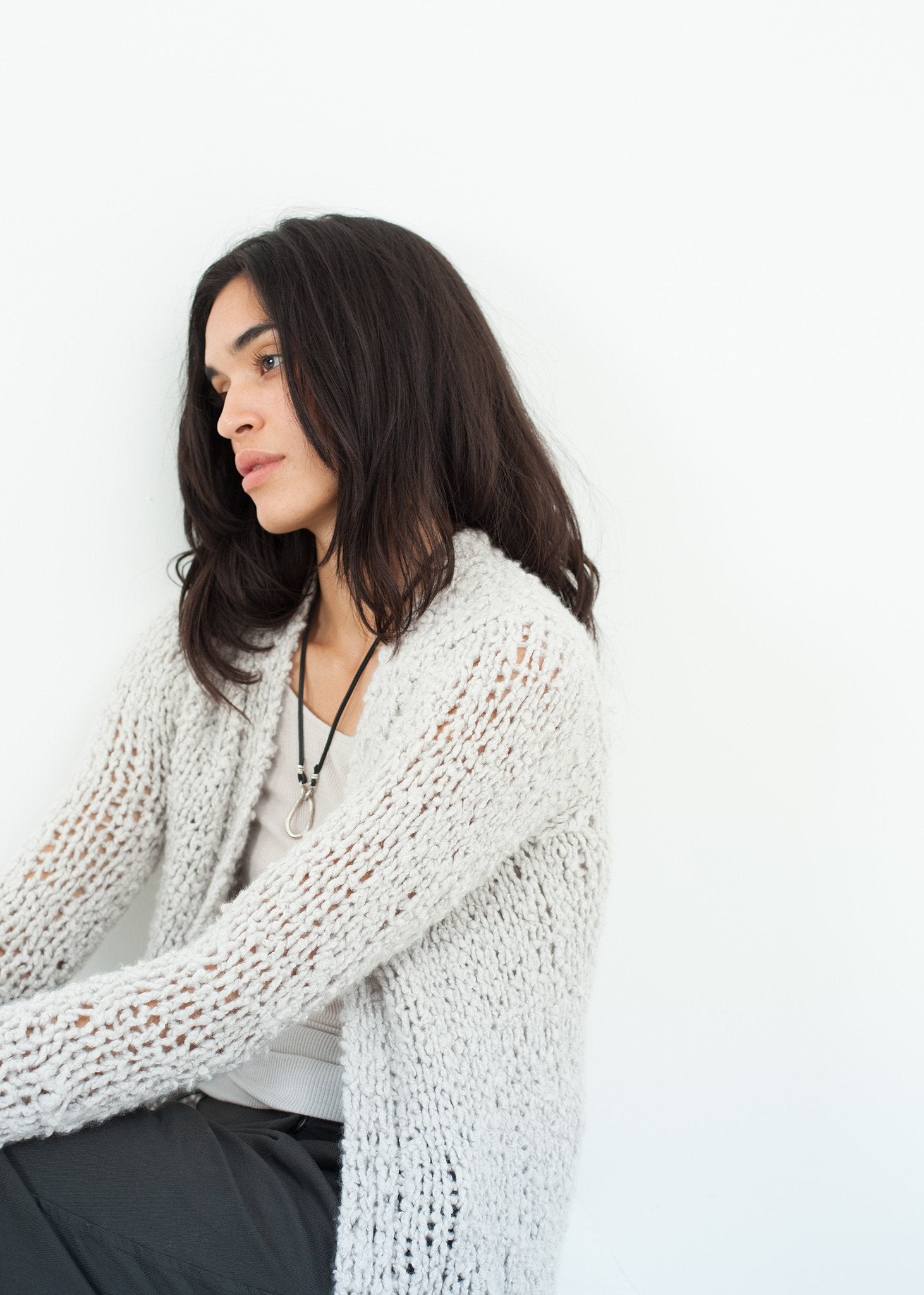 Bulk Stitch Cardigan in Cloud - annaclothes