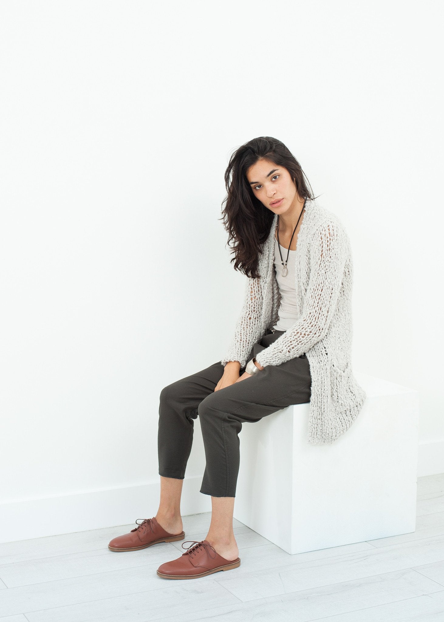 Bulk Stitch Cardigan in Cloud - annaclothes