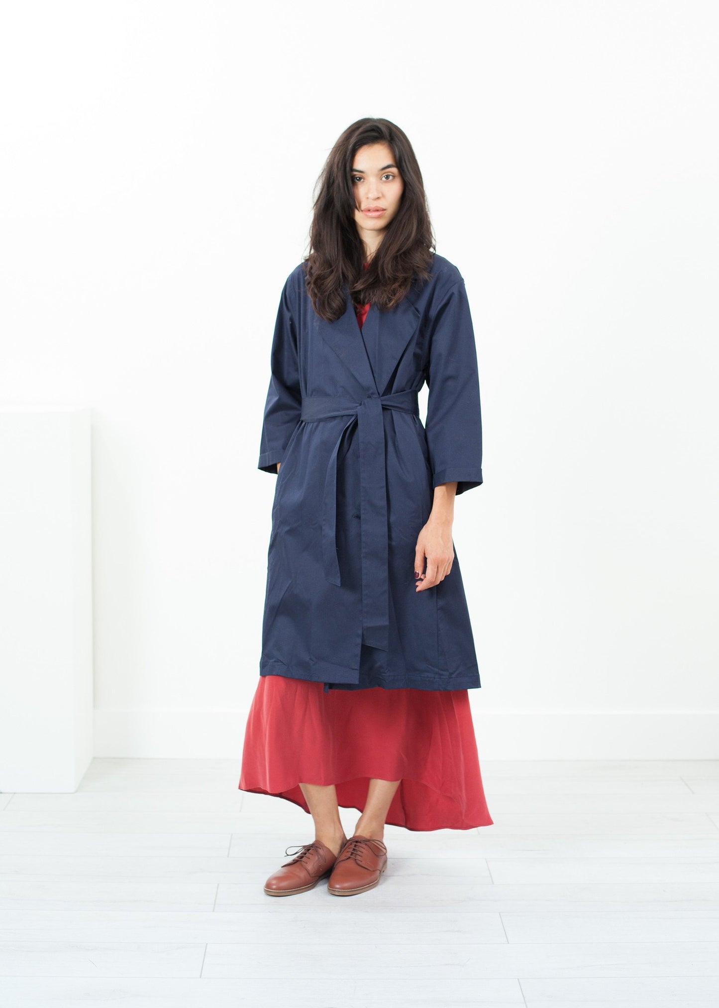 Sateen Trench in Navy - annaclothes