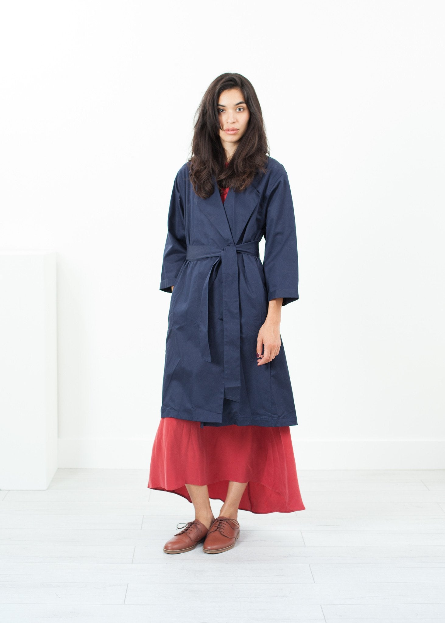Sateen Trench in Navy - annaclothes