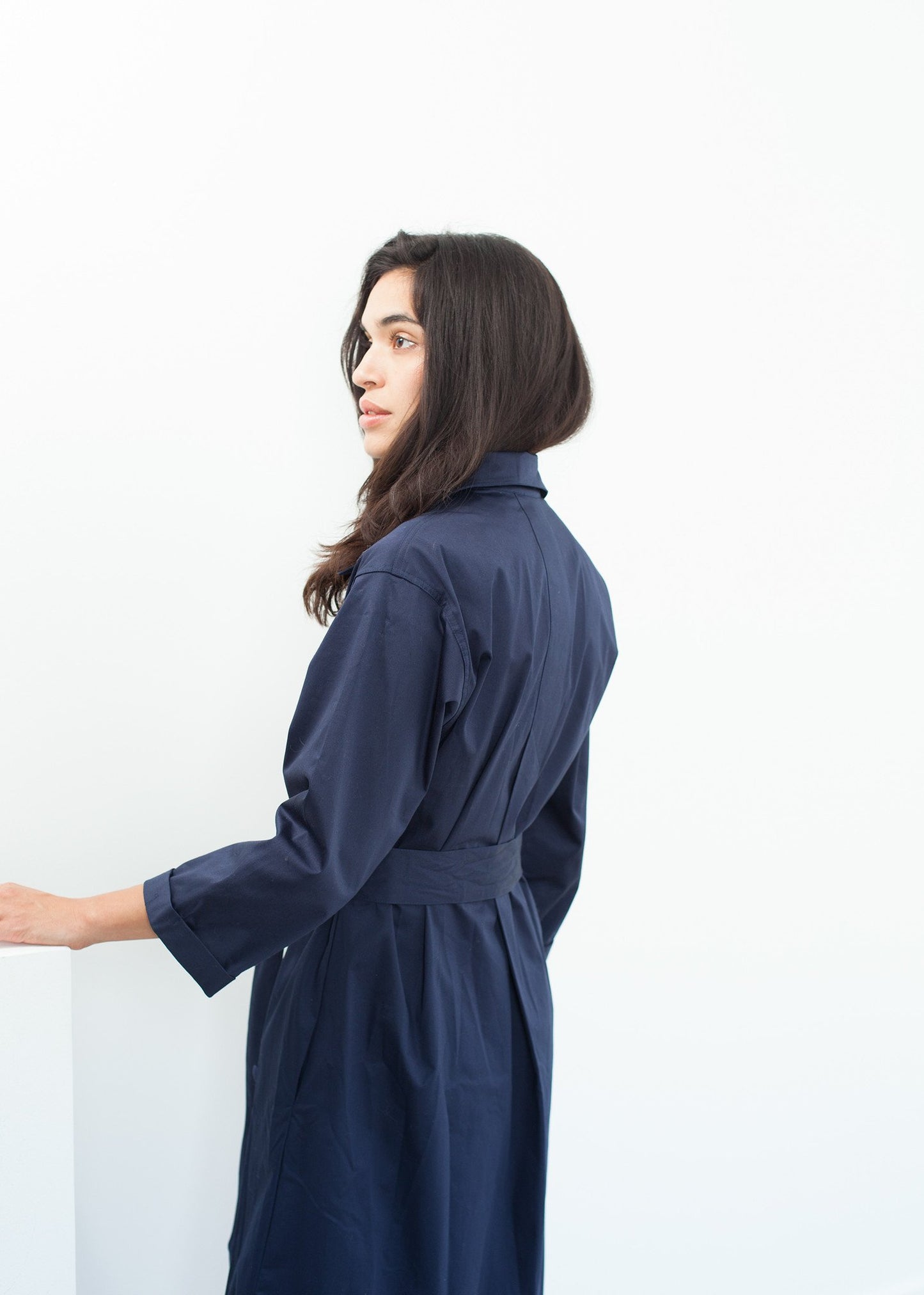 Sateen Trench in Navy - annaclothes