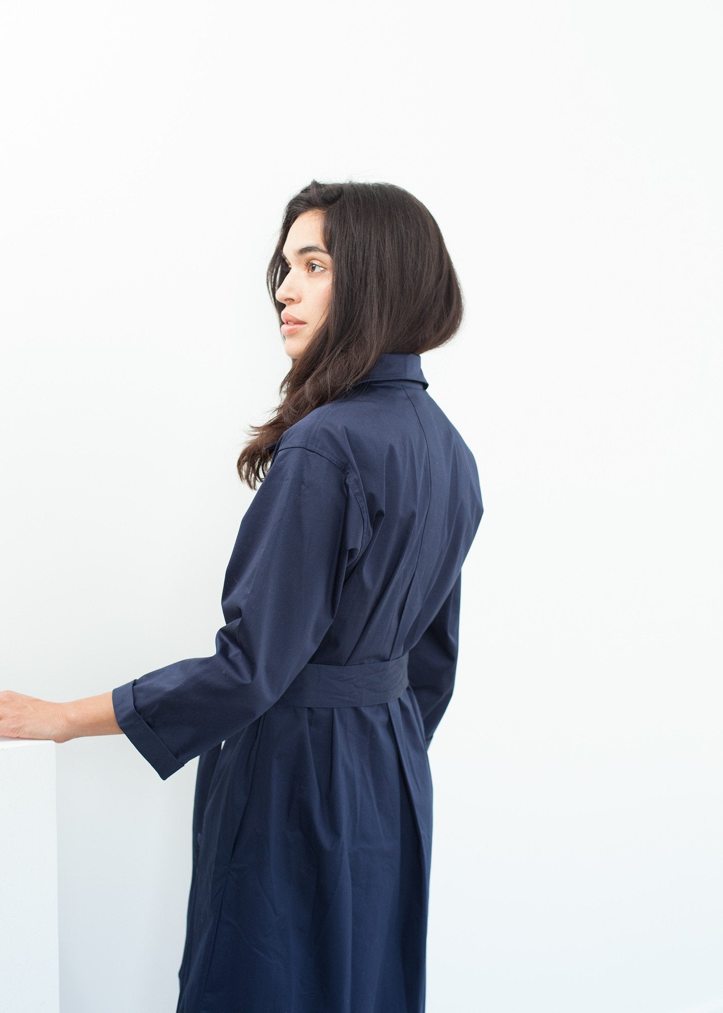 Sateen Trench in Navy - annaclothes