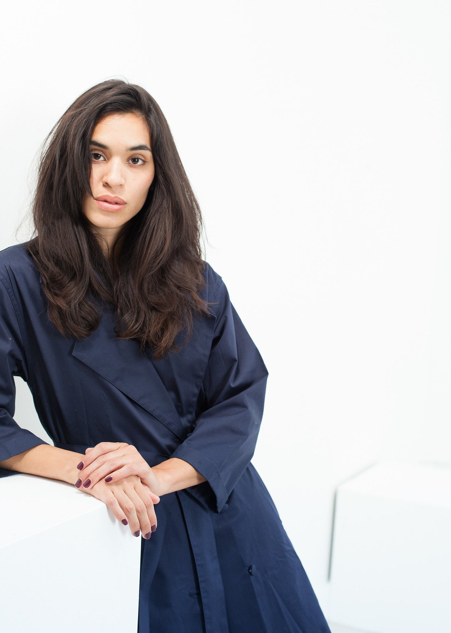 Sateen Trench in Navy - annaclothes