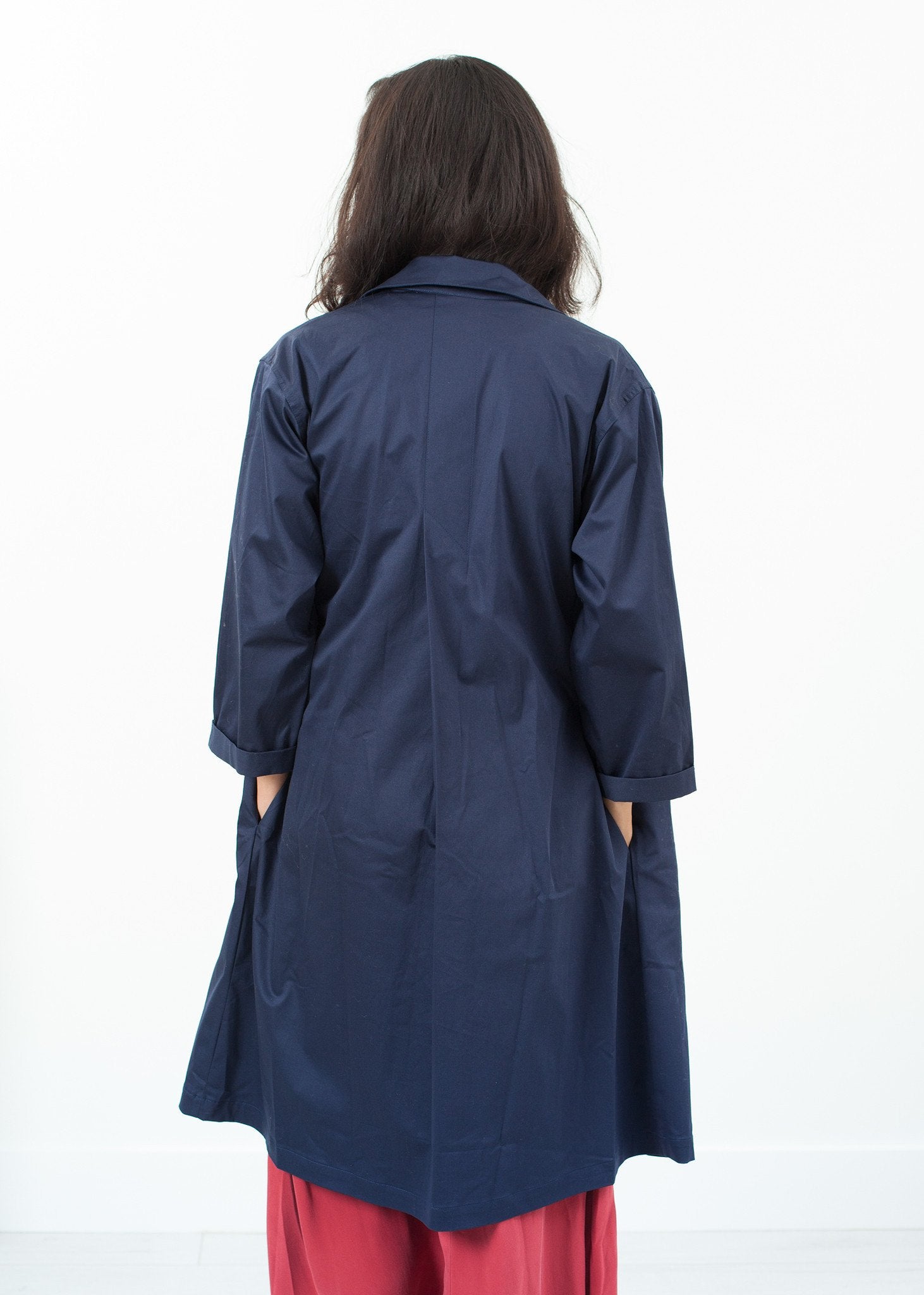 Sateen Trench in Navy - annaclothes