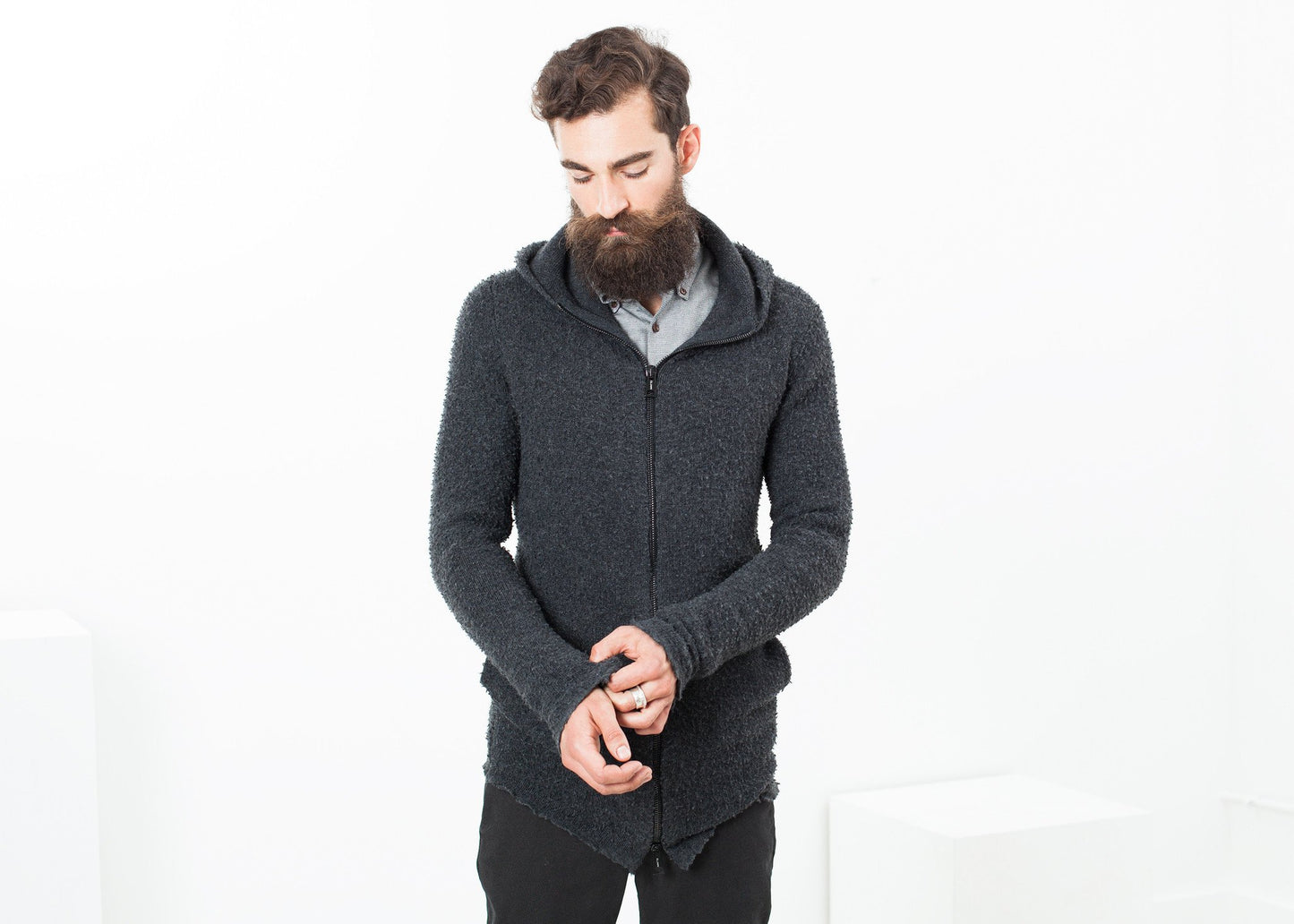Pill Zip Sweater in Anthracite - annaclothes