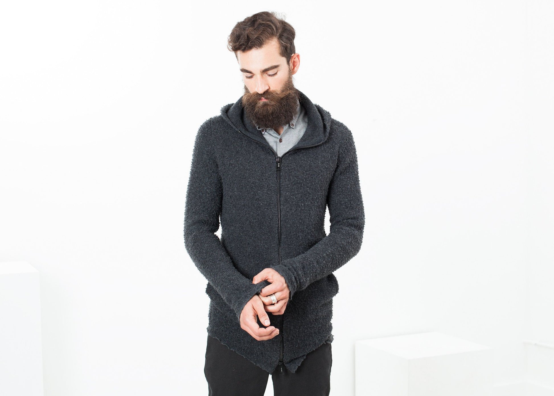 Pill Zip Sweater in Anthracite - annaclothes