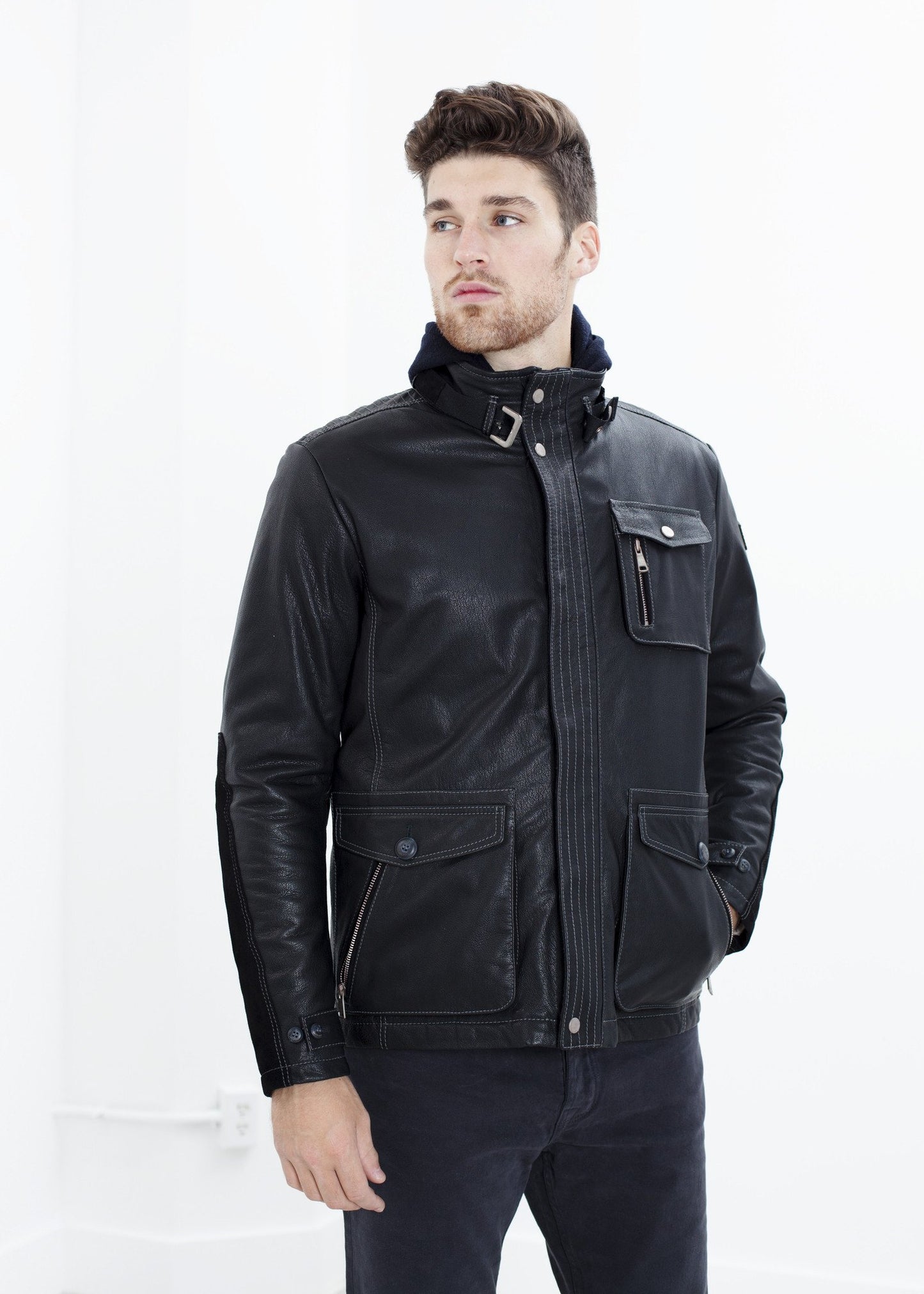Prince Leather Field Jacket in Meteor - annaclothes