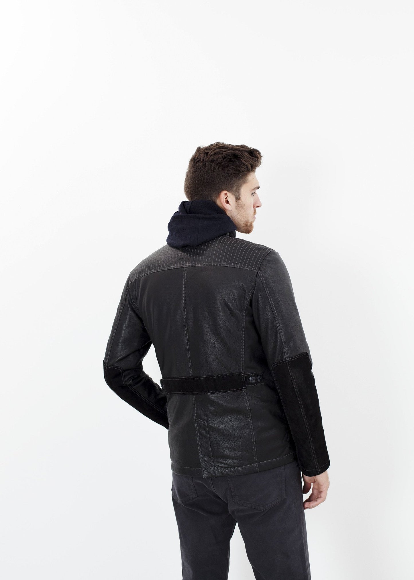 Prince Leather Field Jacket in Meteor - annaclothes