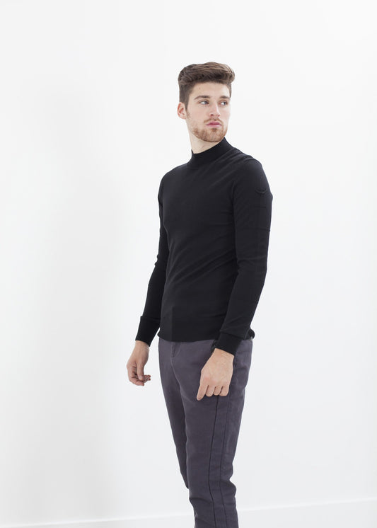 Merino Knit Turtleneck in Black - annaclothes