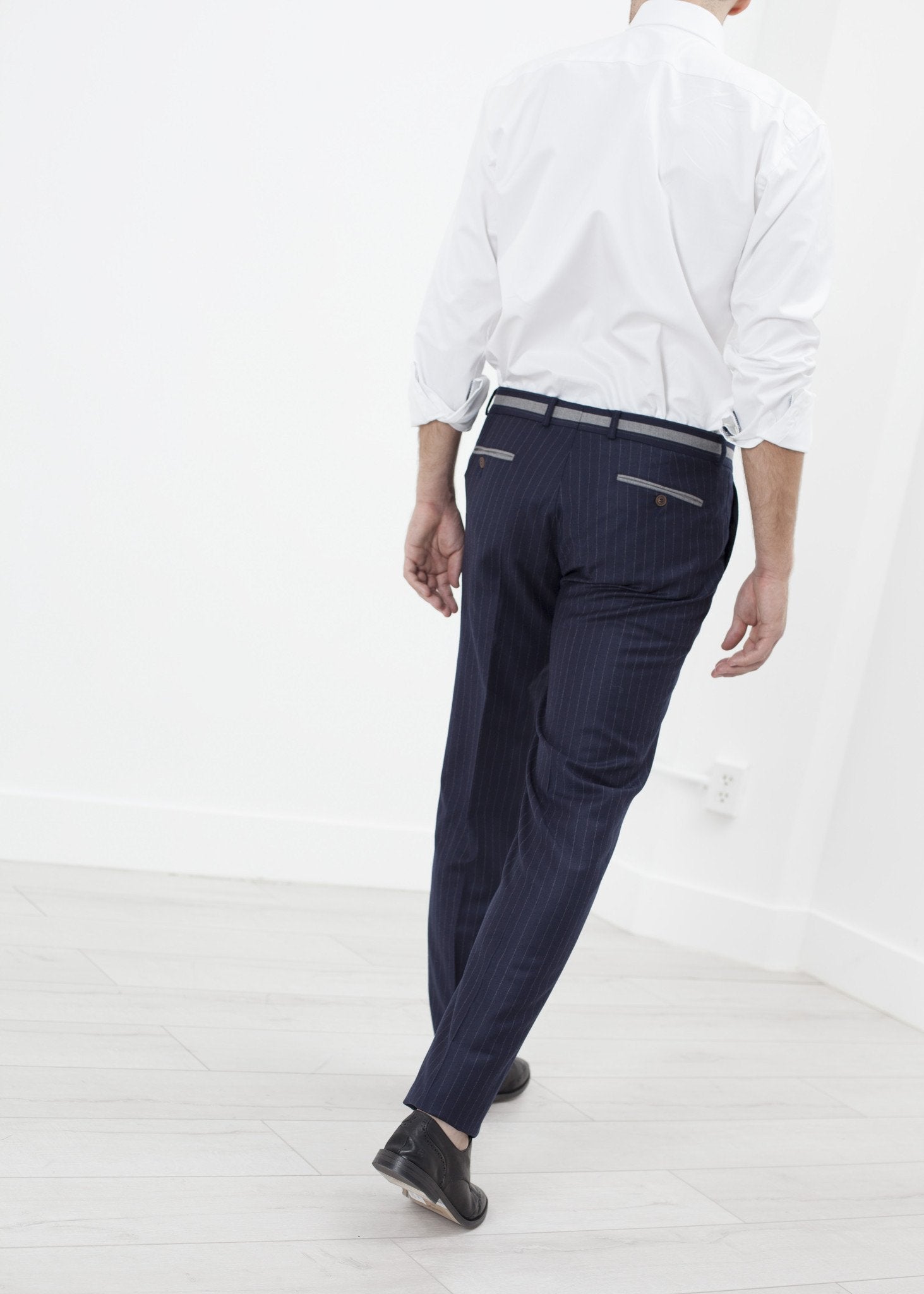 Sinclair Trouser in Navy Stripe - annaclothes