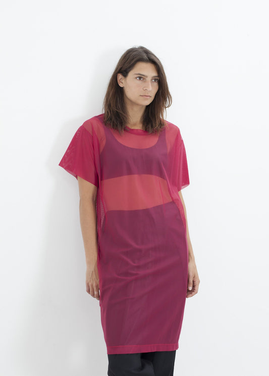 Mesh Over Dress in Pink - annaclothes