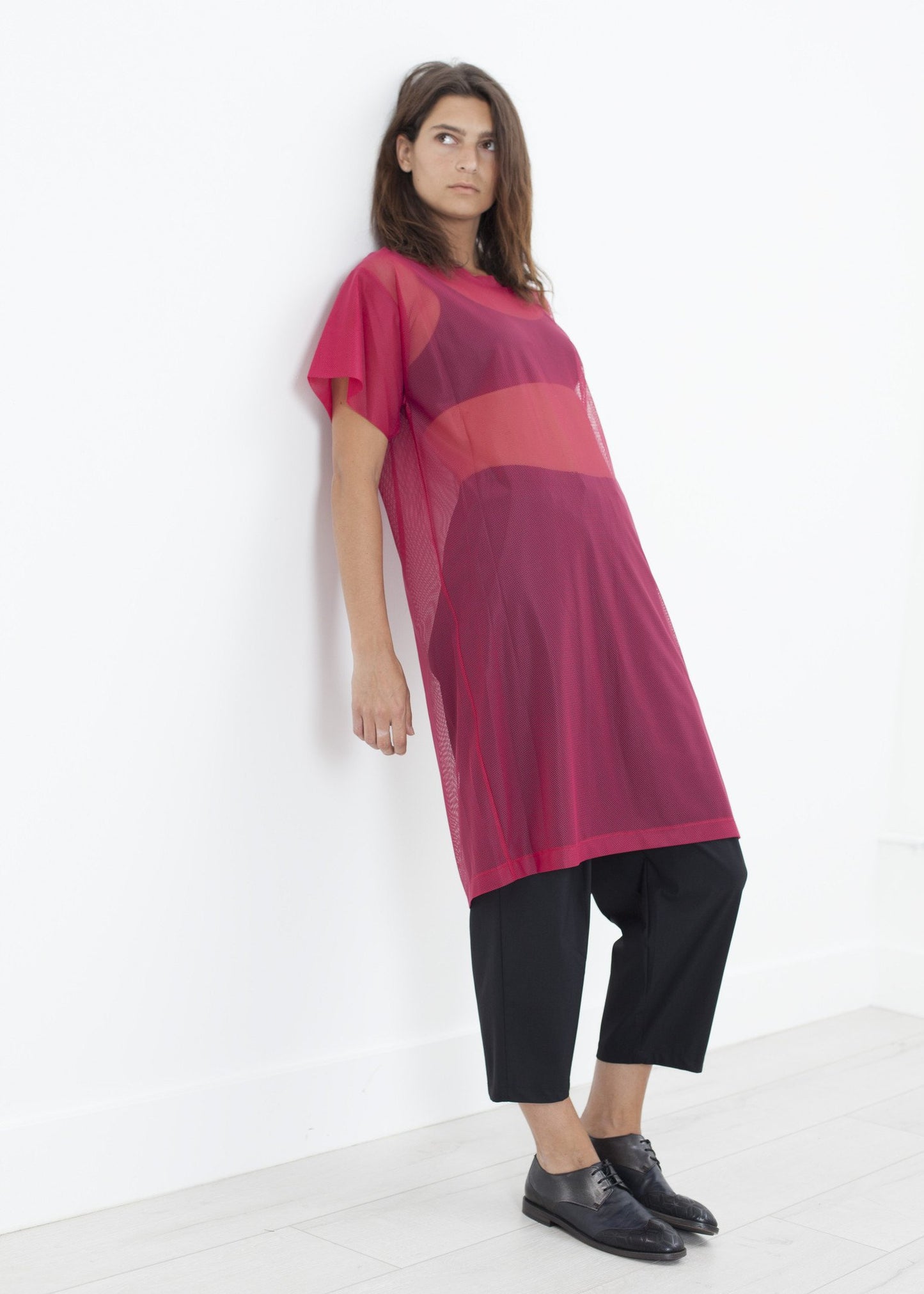 Mesh Over Dress in Pink - annaclothes