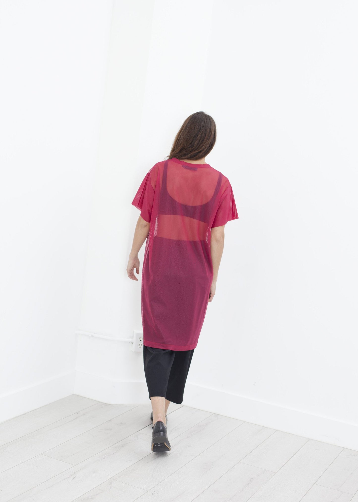 Mesh Over Dress in Pink - annaclothes