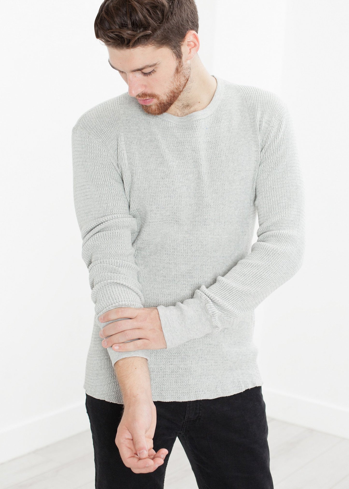 Waffle Knit Long Sleeve Tee - annaclothes